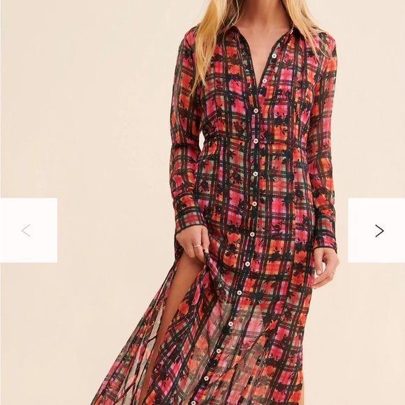 Free People Multicolor Plaid Long Sleeve Dress - Picture 4 of 8
